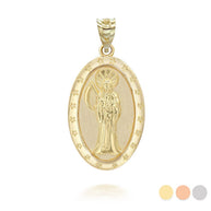 Gold Oval Santa Muerte Pendant Necklace (Available in Yellow/Rose/White Gold)