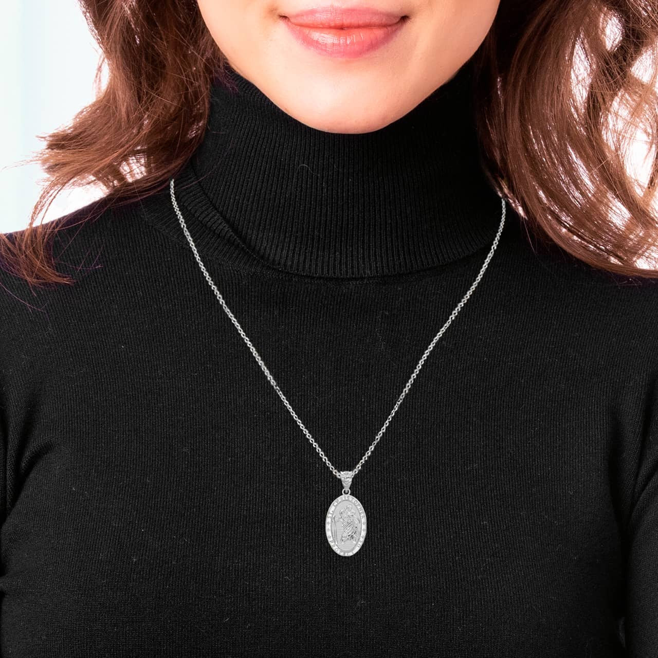 Silver Saint Christopher Pendant Necklace