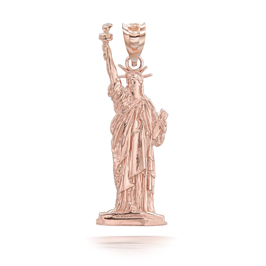 Gold Statue of Liberty Pendant Necklace (Available in Yellow/Rose/White)