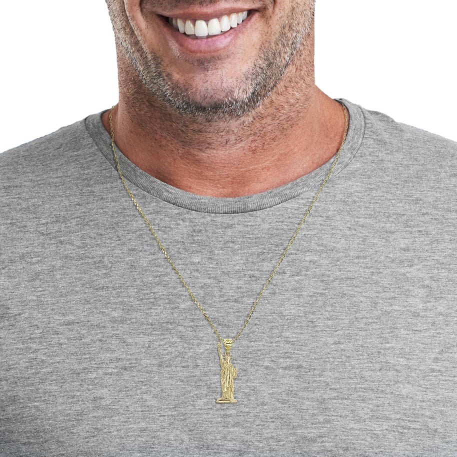 Gold Statue of Liberty Pendant Necklace (Available in Yellow/Rose/White)