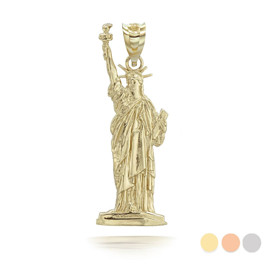 Gold Statue of Liberty Pendant Necklace (Available in Yellow/Rose/White)