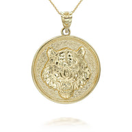 Gold Roaring Tiger Medallion Pendant Necklace (Available in Yellow/Rose/White Gold)