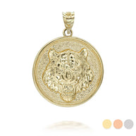 Gold Roaring Tiger Medallion Pendant Necklace (Available in Yellow/Rose/White Gold)