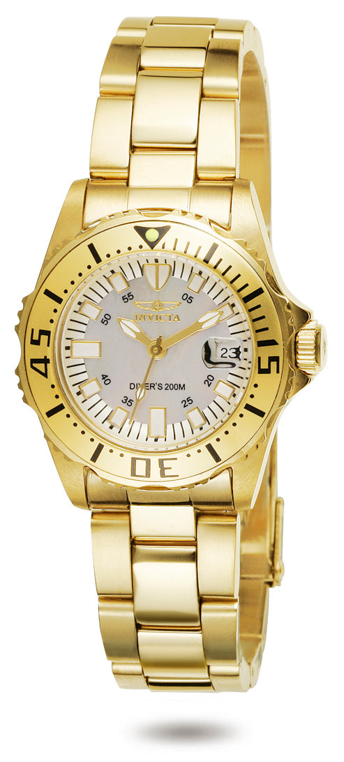 Invicta Women's 2963 Pro Diver Quartz 3 Hand Champagne Dial Watch