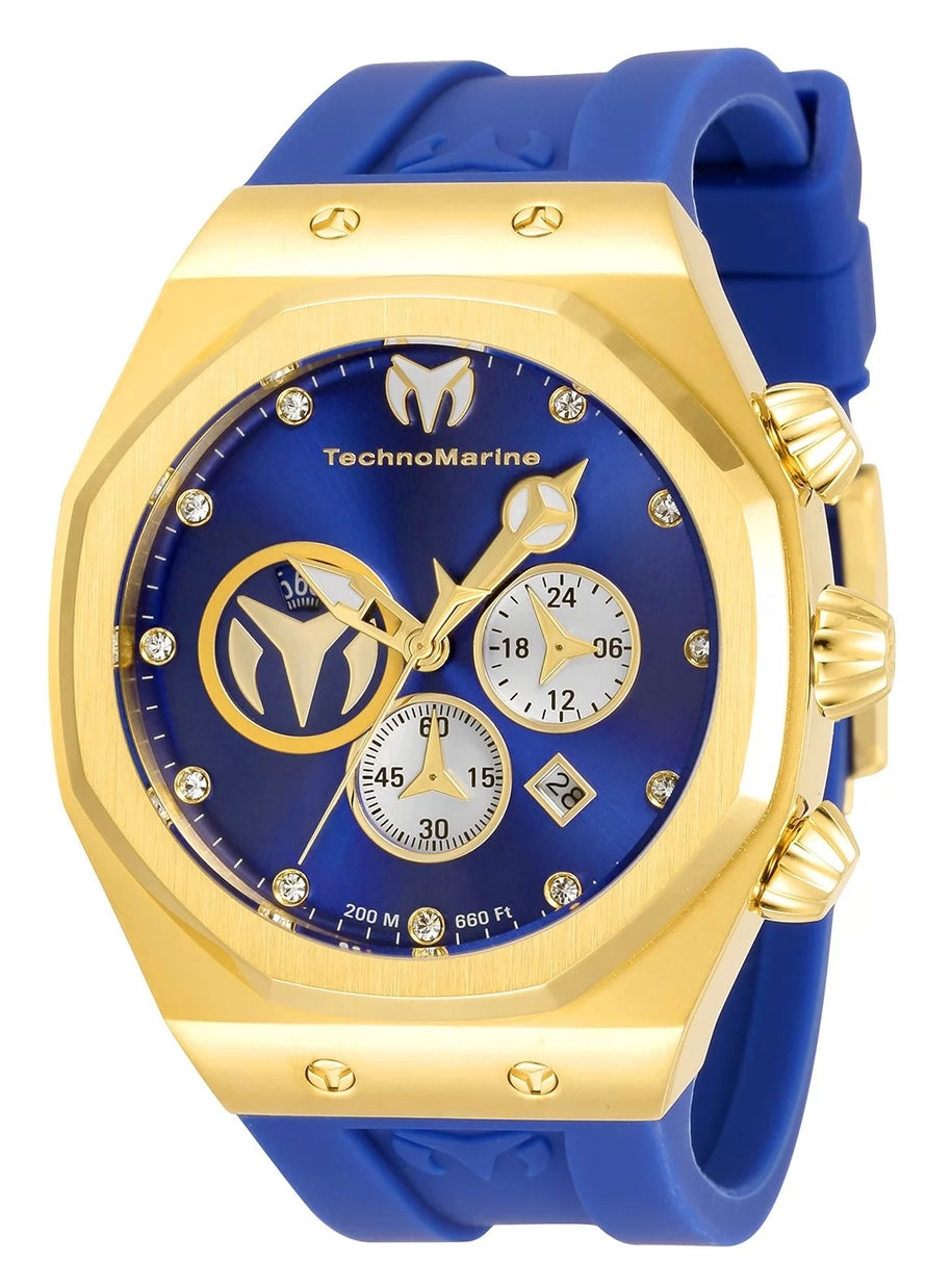 Technomarine Men's TM-520003 Reef Sun Quartz Chronograph Blue, Silver, Gold Dial Watch