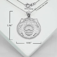 .925 Sterling Silver Diamond Cut Pug Pet Dog Pendant Necklace