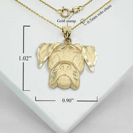Gold Dog Boxer Pendant Necklace (Available in Yellow/Rose/White Gold)