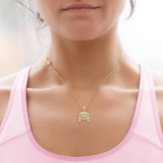 Gold Dog Pekingese Pendant Necklace (Available in Yellow/Rose/White Gold)