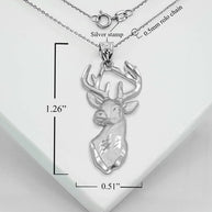 Silver Stag Head Pendant Necklace