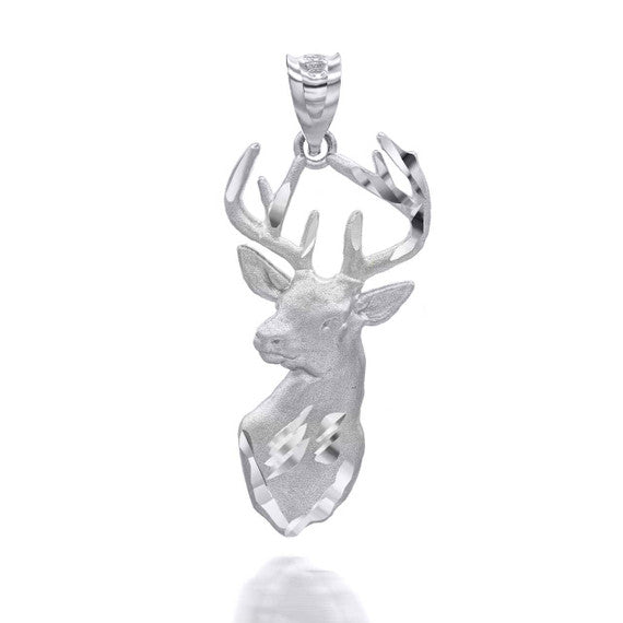 Silver Stag Head Pendant Necklace