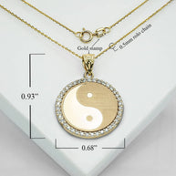Gold Chinese Yin & Yang Tai Chi with Diamonds Pendant Necklace (Available in Yellow/Rose/White)