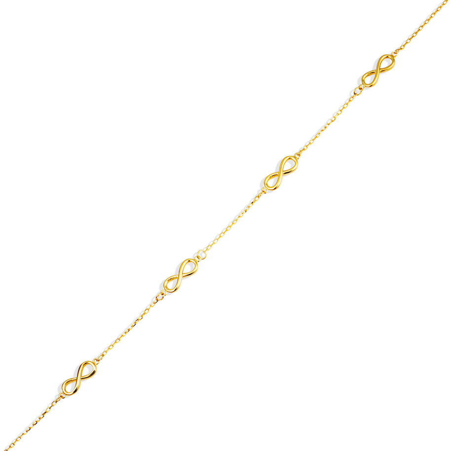 14K Yellow Gold Infinity Eternity Anklet