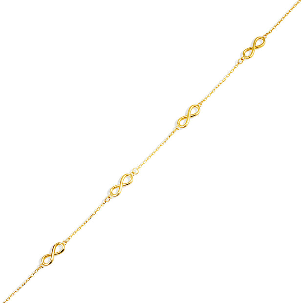 14K Yellow Gold Infinity Eternity Anklet
