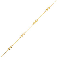 14K Yellow Gold Infinity Eternity Charm Bracelet 7