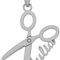 Personalized Engravable Silver Name Hairdresser Hair Stylist Scissor Pendant Necklace