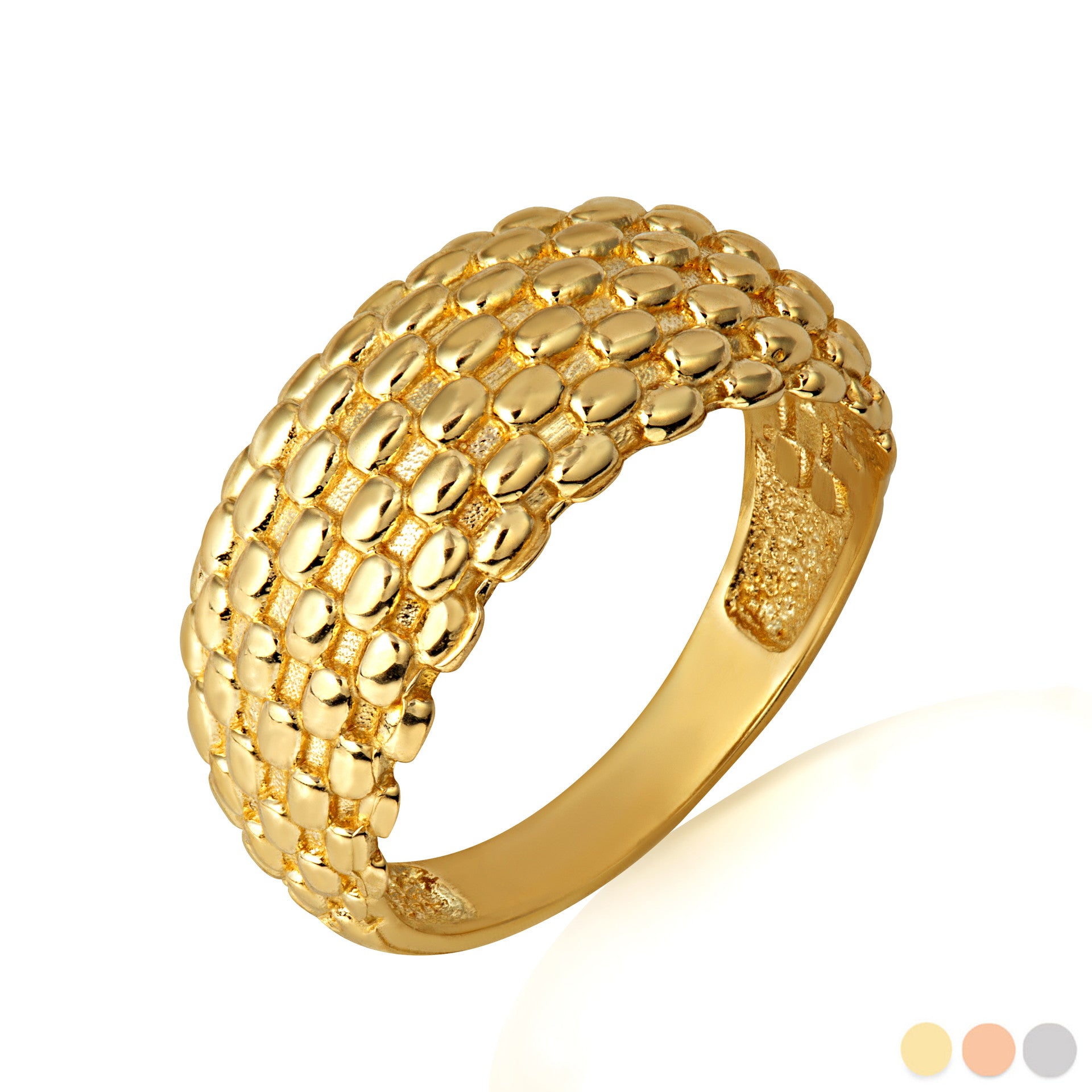 Gold Dragon Scales Textured Band Ring (Available in Yellow/Rose/White Gold)