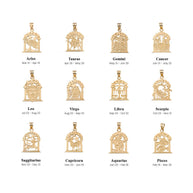 Solid Gold 12 Zodiac Signs Pendant Necklace (Available in Yellow/Rose/White Gold)