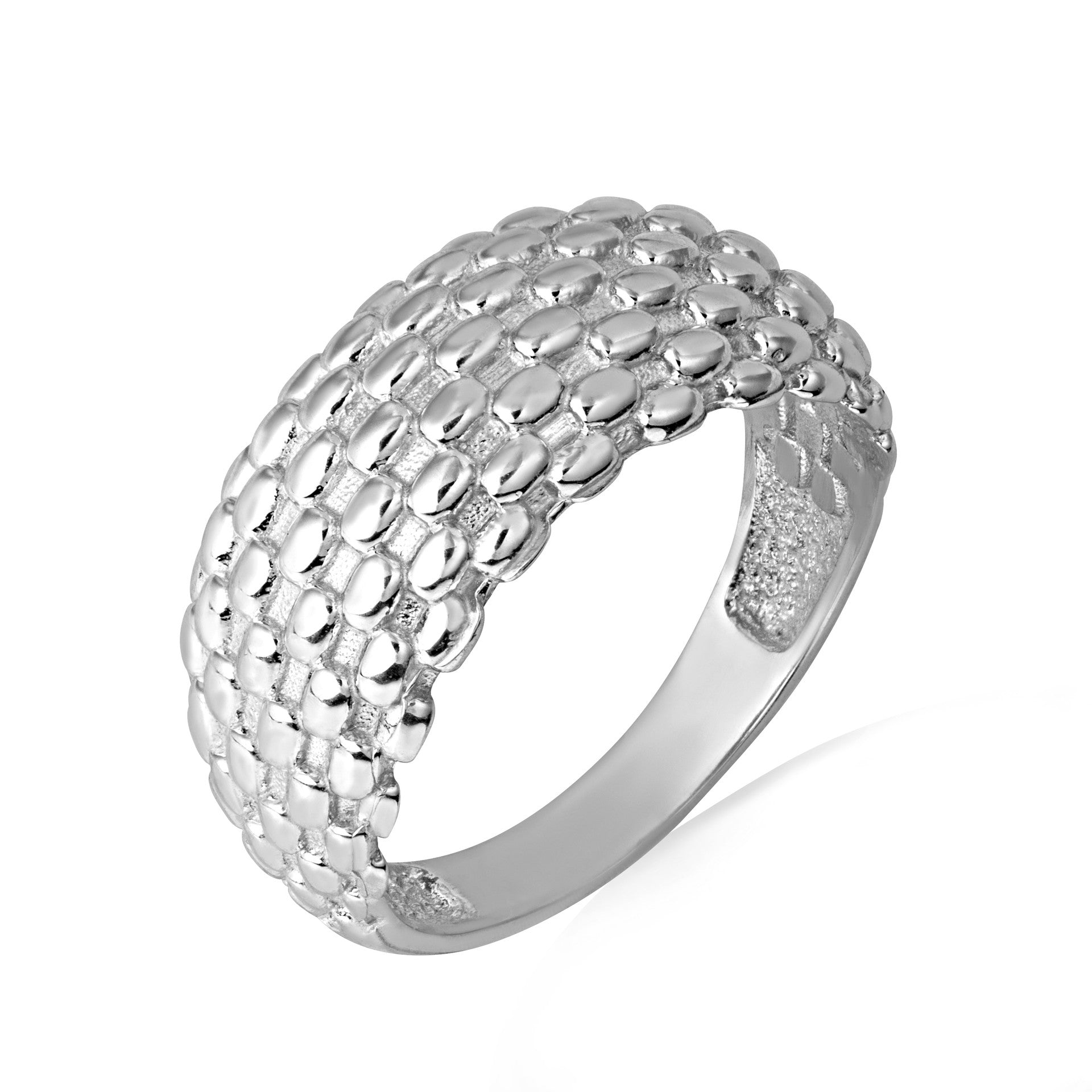 .925 Sterling Silver Dragon Scales Textured Band Ring