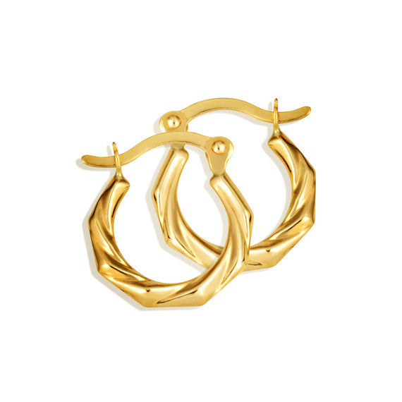 Yellow Gold Twist Hoop Earrings