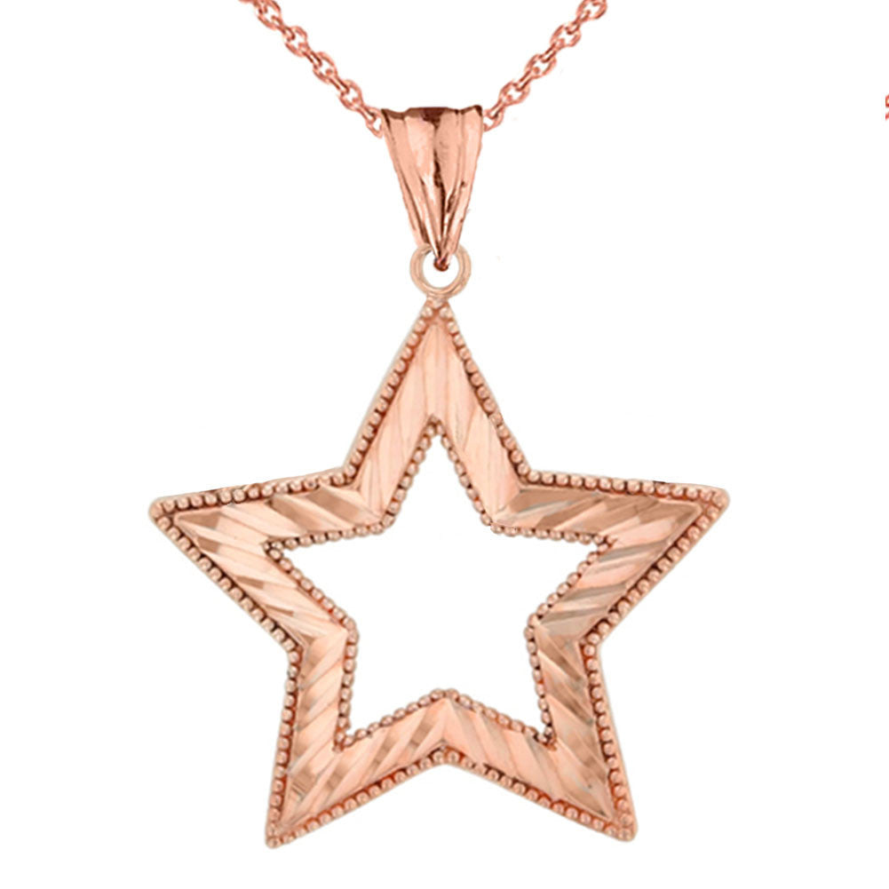 Gold Chic Sparkle Cut Star Pendant Necklace (Available In Yellow/Rose/White Gold)