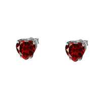 White Gold Heart-Shaped Personalized Birthstone Earrings