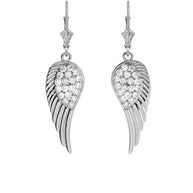 Gold Cubic Zirconia Angel Wings Leverback Earrings (Available in Yellow/Rose/White Gold)