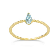 Dainty Genuine Stone Pear Shape Rope Ring in Gold (Available in Yellow/Rose/White Gold)