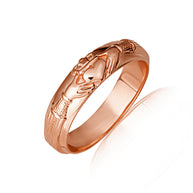 Gold Men's Irish Celtic Claddagh Heart Wedding Band Ring (Available in Yellow/Rose/White Gold)