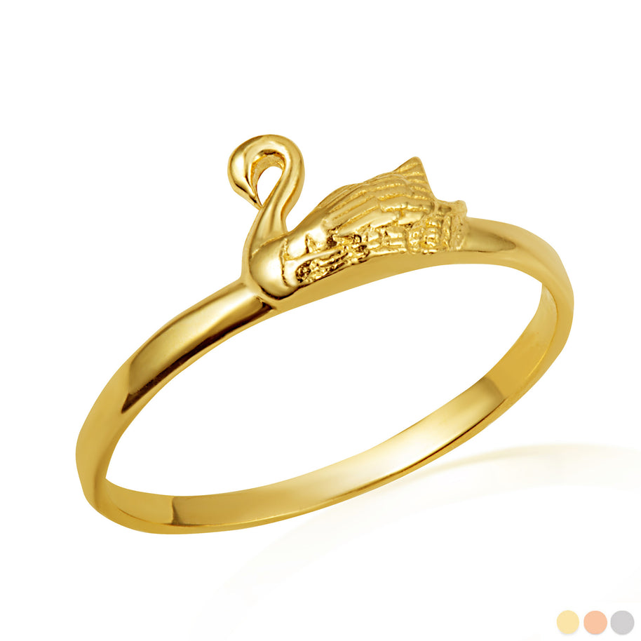 Gold Elegant Swan Ring (Available in Yellow/Rose/White Gold)