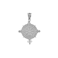 Sterling Silver Ancient Viking Compass Pendant Necklace