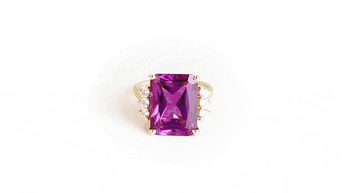 Gold Emerald Cut Gemstone Rope Band Ring (Available in Yellow /Rose/White Gold)