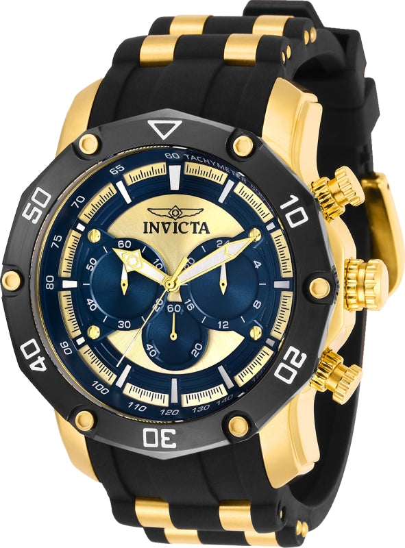 Invicta Men's 30079 Pro Diver Quartz Chronograph Blue, Gold Dial Watch