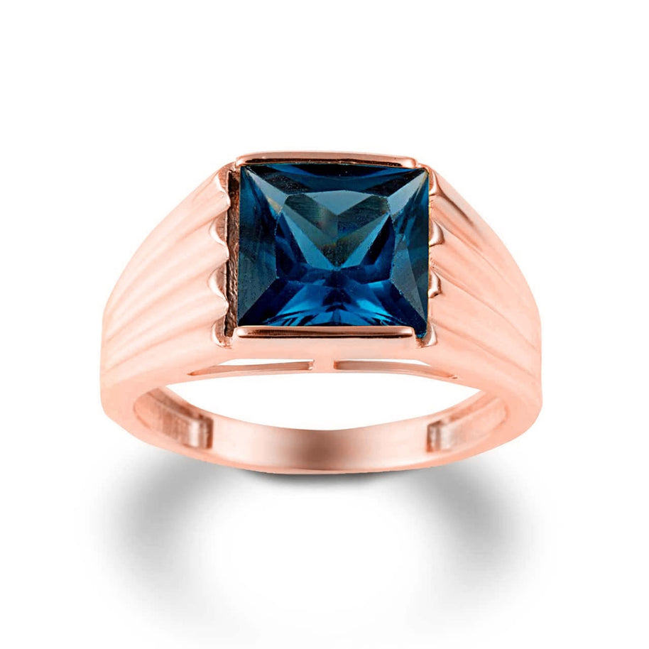 Gold Personalized Birthstone Ribbed Band Ring (Available in Yellow/Rose/White Gold)