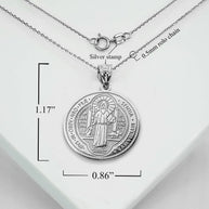 .925 Sterling Silver Patron Saint Benedict Medal Reversible Pendant Necklace