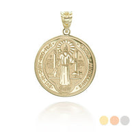 Solid Gold Engravable Diamond Saint Augustine Oval Pendant Necklace (Large1.20