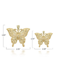 Gold Diamond Cut Butterfly Symbol of Change Pendant Necklace MD/LG (Available in Yellow/Rose/White Gold)