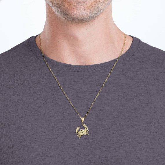 Gold Sea Crab Symbol of Wisdom Pendant Necklace (Available in Yellow/Rose/White Gold)