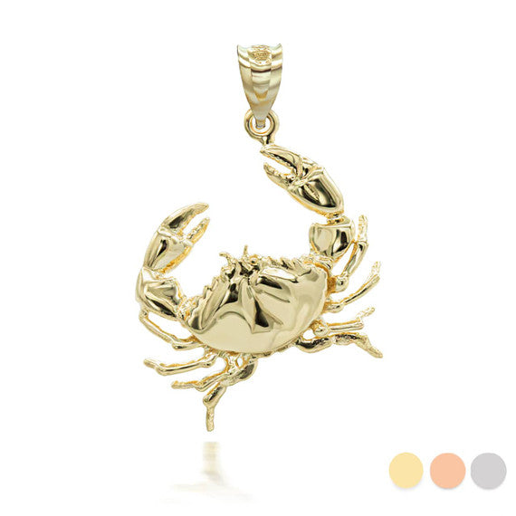 Gold Sea Crab Symbol of Wisdom Pendant Necklace (Available in Yellow/Rose/White Gold)