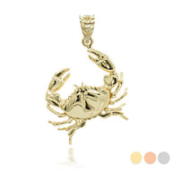 Gold Sea Crab Symbol of Wisdom Pendant Necklace (Available in Yellow/Rose/White Gold)