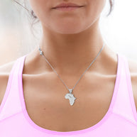 Silver Africa Map Outline Pendant Necklace