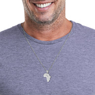 Silver Africa Map Outline Pendant Necklace