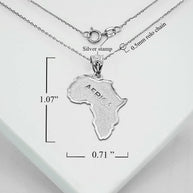 Silver Africa Map Outline Pendant Necklace