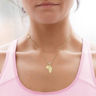 Gold Africa Map Outline Pendant Necklace (Available in Yellow/Rose/White Gold)