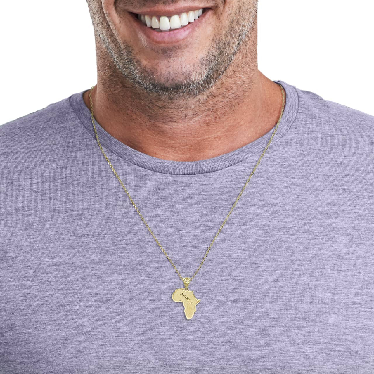 Gold Africa Map Outline Pendant Necklace (Available in Yellow/Rose/White Gold)