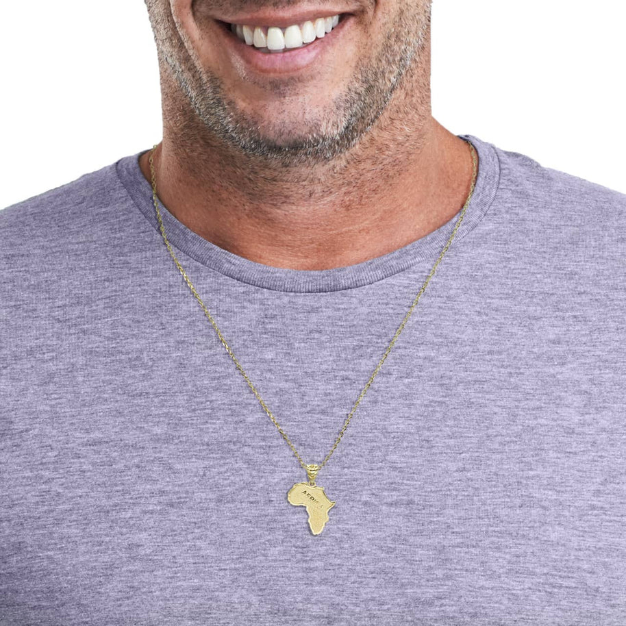 Gold Africa Map Outline Pendant Necklace (Available in Yellow/Rose/White Gold)