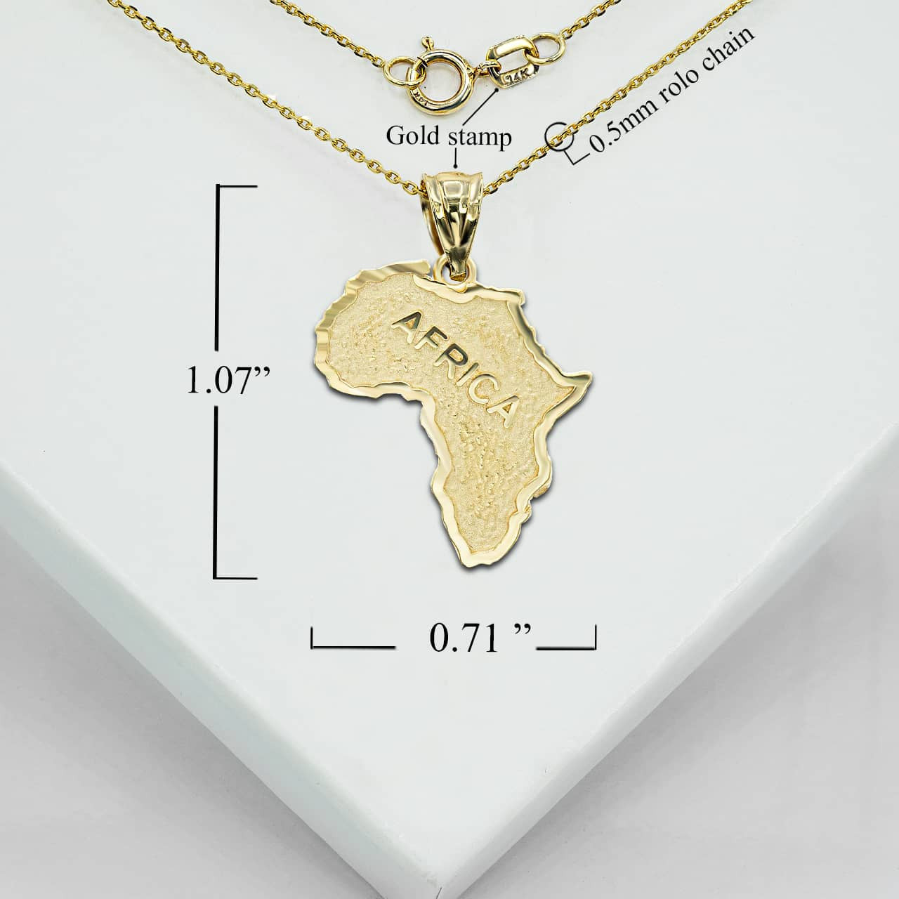 Gold Africa Map Outline Pendant Necklace (Available in Yellow/Rose/White Gold)
