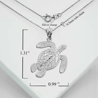.925 Sterling Silver Sea Turtle Ocean Pendant Necklace