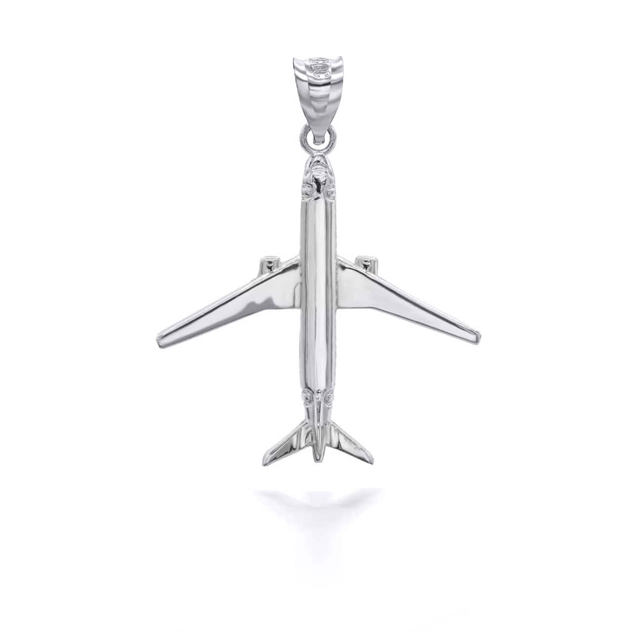 Silver Airplane Travel Charm Pendant Necklace
