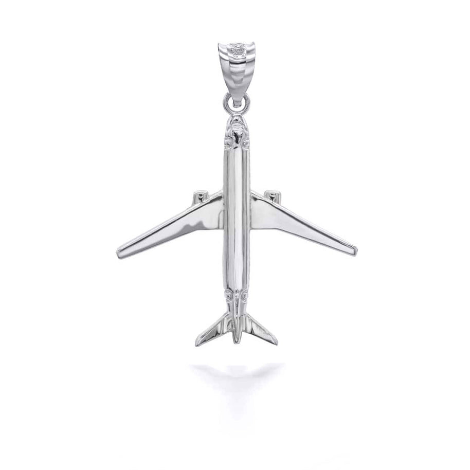 Silver Airplane Travel Charm Pendant Necklace