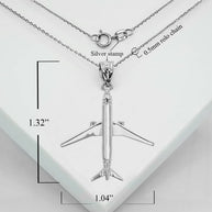 Silver Airplane Travel Charm Pendant Necklace